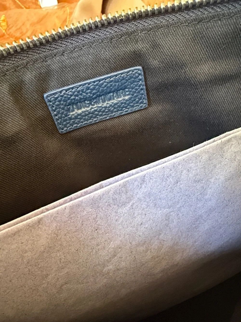 Zadig & Voltaire Navy Pebbled Leather Wristlet with Silver  Wing Logo